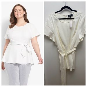 NWT Lane Bryant Fitted Short Sleeve Crew Neck Lena Top, size 22, white